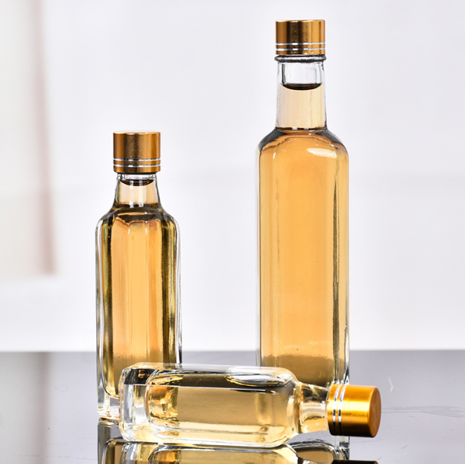 Wholesale Clear Glass Square Shape 100ml Empty Olive Oil Glass Bottles