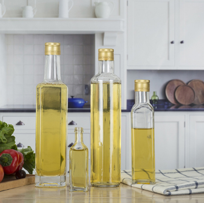 Wholesale Clear Glass Square Shape 100ml Empty Olive Oil Glass Bottles