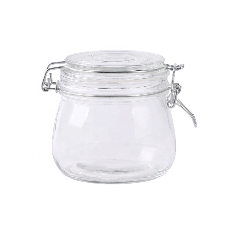 Wholesale Clear Glass Storage Jar With Flip Top Cap