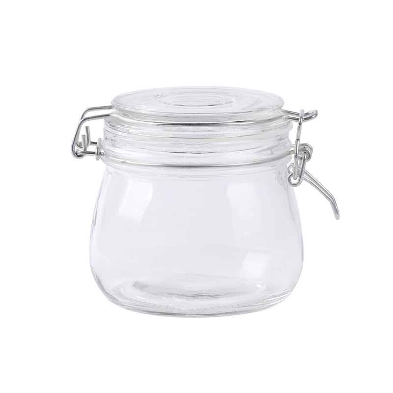 Wholesale Clear Glass Storage Jar With Flip Top Cap