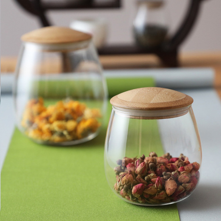 Wholesale Clear High Borosilicate Round GlassJar Candy Spice Jar Honey Glass Ja
