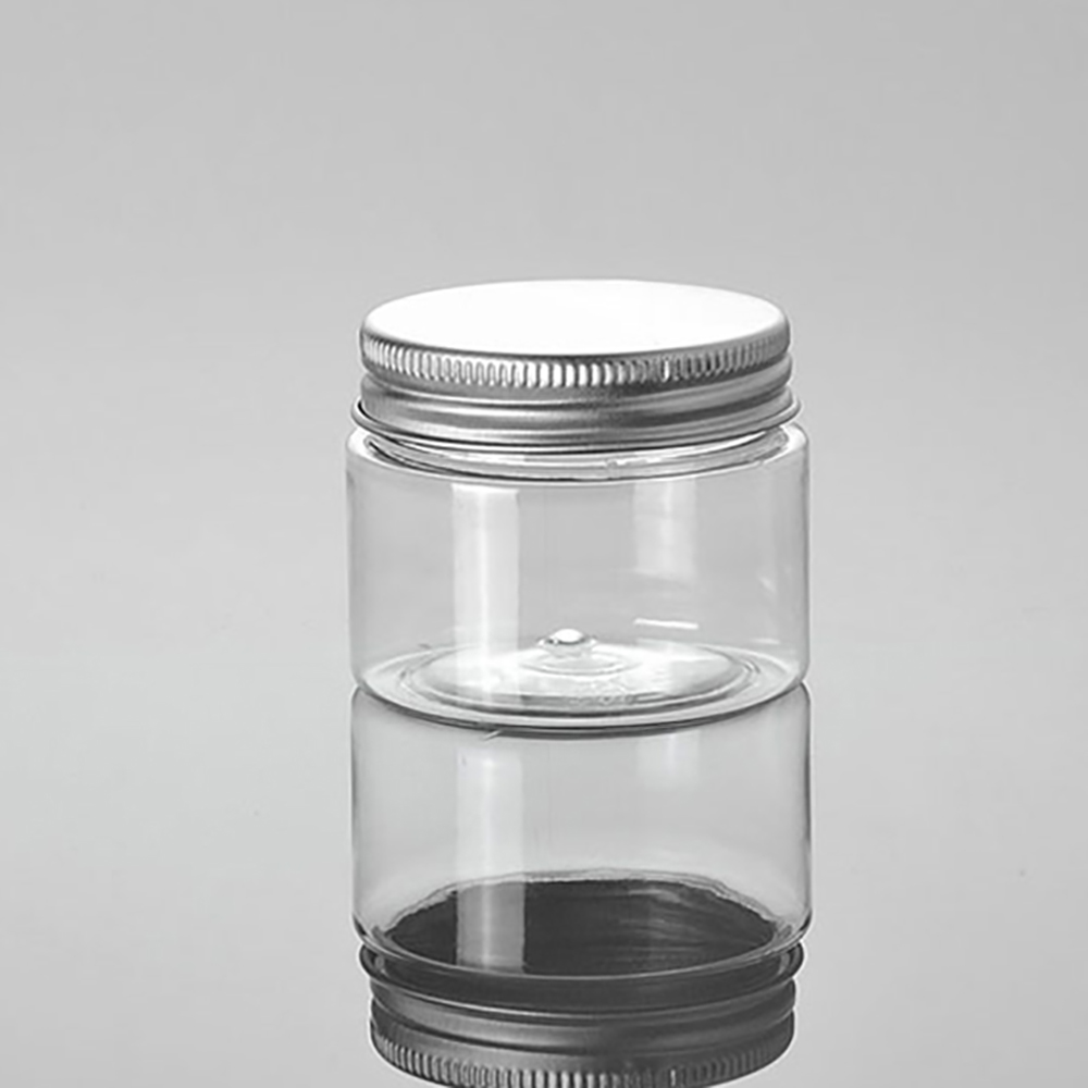 Wholesale Clear Plastic PETJ67 Cream Jar, 50g 100g 120g 150g 200g with Aluminum Screw Cap