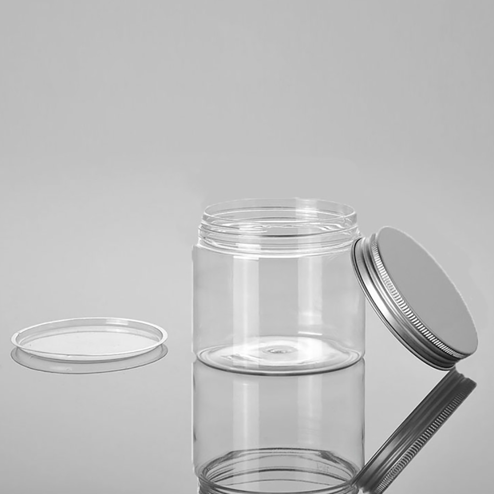 Wholesale Clear Plastic PETJ67 Cream Jar, 50g 100g 120g 150g 200g with Aluminum Screw Cap