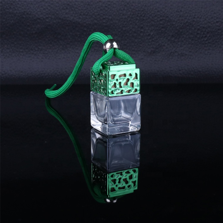 Wholesale Clear Polymorphic Square Silver Car Mini Perfume Bottle Hanging Decoration For Air Freshener
