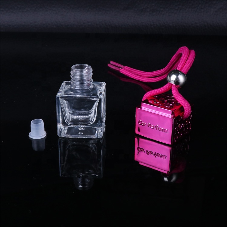 Wholesale Clear Polymorphic Square Silver Car Mini Perfume Bottle Hanging Decoration For Air Freshener