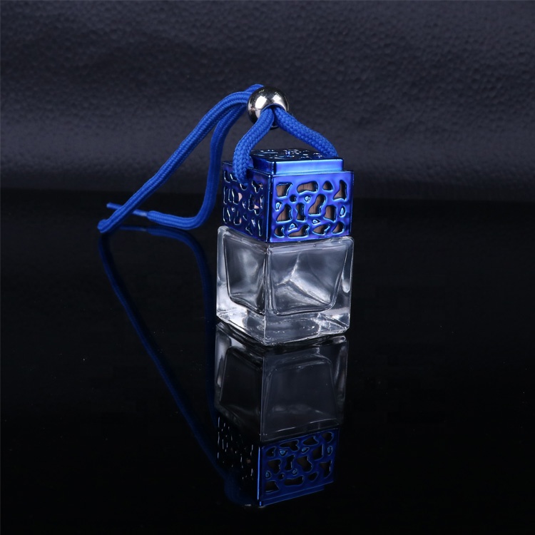 Wholesale Clear Polymorphic Square Silver Car Mini Perfume Bottle Hanging Decoration For Air Freshener