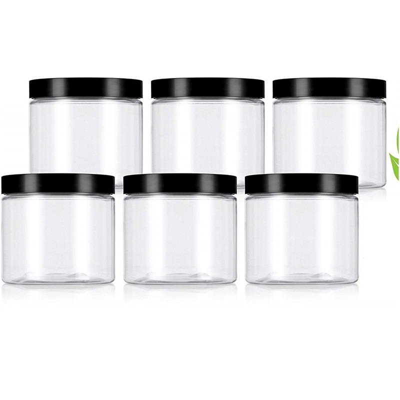 Wholesale Clear Recyclable Cosmetic Plastic PET Cream Jar plastic PET Wide Mouth Jar With Aluminum Lids