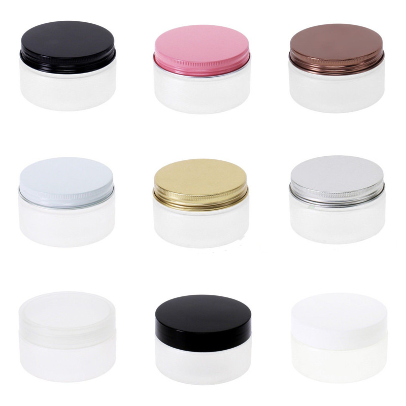 Wholesale Clear Recyclable Cosmetic Plastic PET Cream Jar plastic PET Wide Mouth Jar With Aluminum Lids
