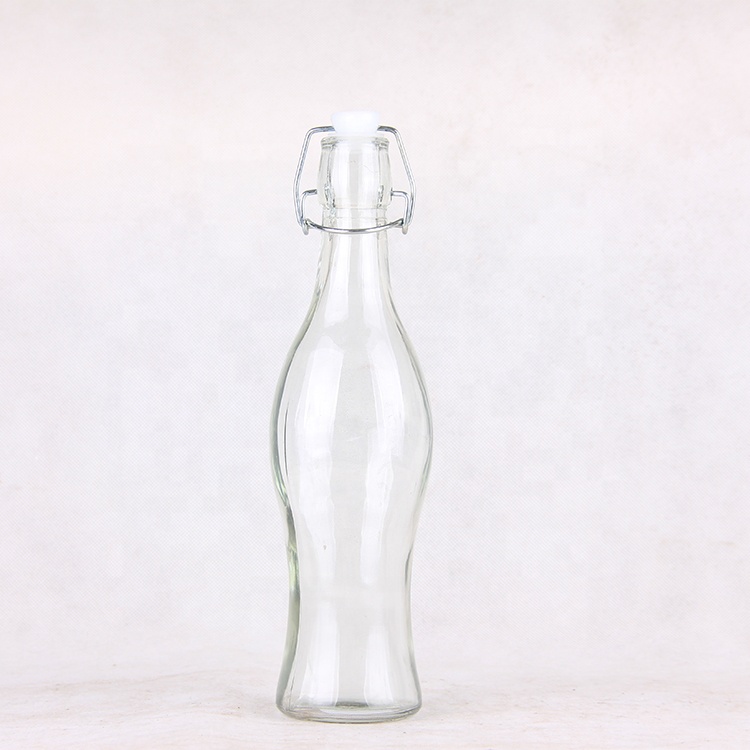 Wholesale Clear Ripple Various Specifications Classic Swing Top Glass Bottle 1L with S/S Clip for Milk Juice