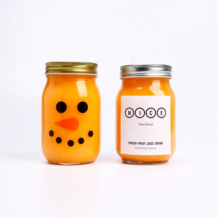 Wholesale Clear Round 8oz 16oz 32oz Glass Food Jar With Silver Metal Screw Lid Mason Glass Packaging Container