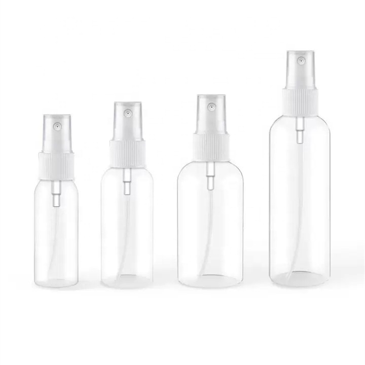 Wholesale Clear Transparent Empty Mini Small 2oz 4oz 20ml 30ml 50ml 60ml 100ml Perfume Fine Mist PET Plastic Spray Bottles