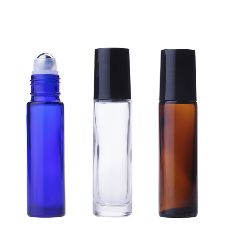 Wholesale Cobalt Blue Amber Clear Glass Essential Oil Roller Bottles 10ml