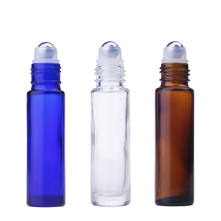 Wholesale Cobalt Blue Amber Clear Glass Essential Oil Roller Bottles 10ml