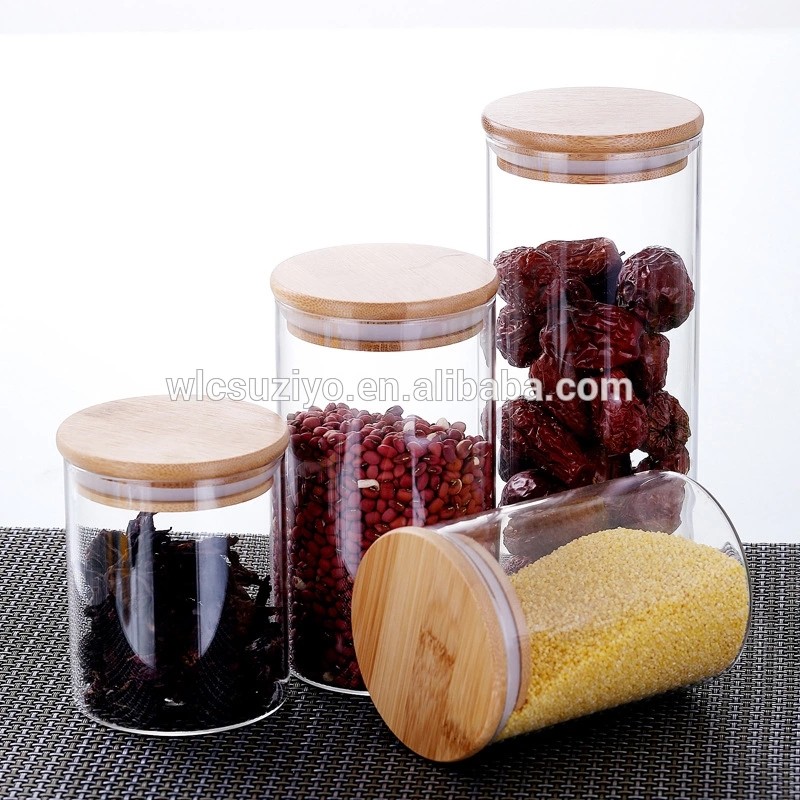 Wholesale Coffee Tea Candy Sealed Glass Storage Jar With Wood Lid