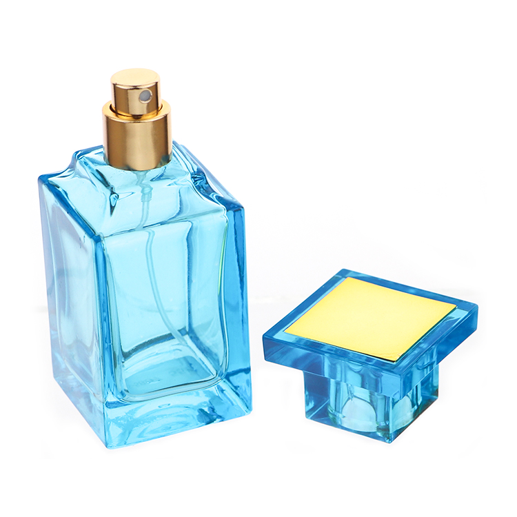 Wholesale Colored Black And Blue Empty Luxury Square Perfume Bottle Glass Bottle For Men And Women