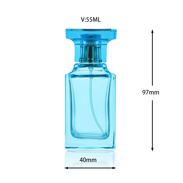 Wholesale Colored Black And Blue Empty Luxury Square Perfume Bottle Glass Bottle For Men And Women