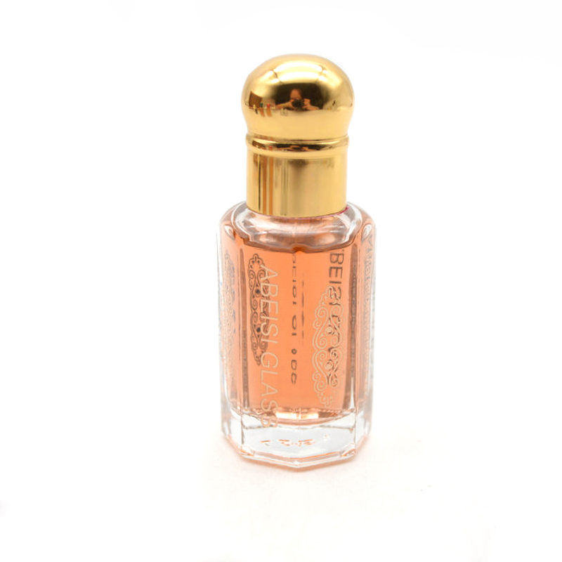 Wholesale Colored Coated Octagonal Shape Arabian Oud Attar Perfume Oil Glass Bottle With cap