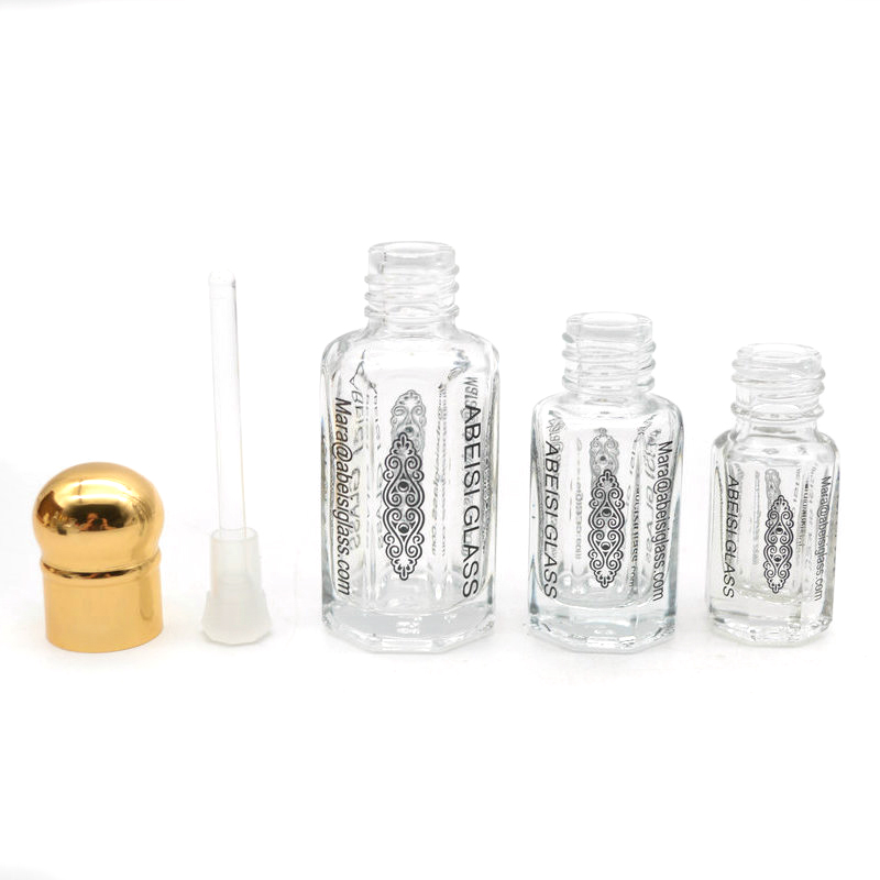 Wholesale Colored Coated Octagonal Shape Arabian Oud Attar Perfume Oil Glass Bottle With cap