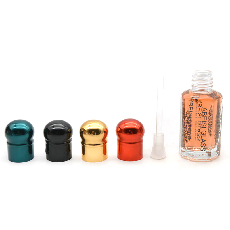 Wholesale Colored Coated Octagonal Shape Arabian Oud Attar Perfume Oil Glass Bottle With cap
