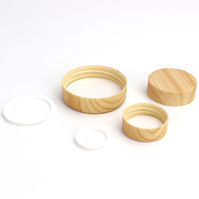 Wholesale Cosmetic 1oz 2oz clear frosted glass jar bamboo wood grain plastic lid with plastic inner