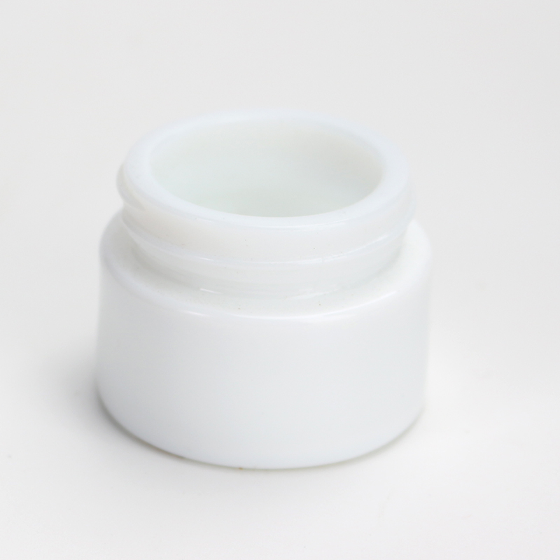Wholesale Cosmetic 1oz 2oz white glass jar bamboo wood grain plastic lid with plastic inner