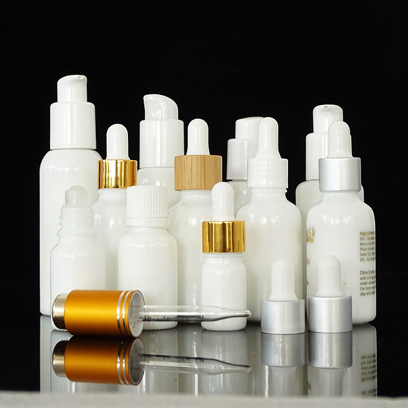 Wholesale Cosmetic 50ml 100ml White ceramic Facial Lotion Hand Cream Packaging glass Bottle for Skincare