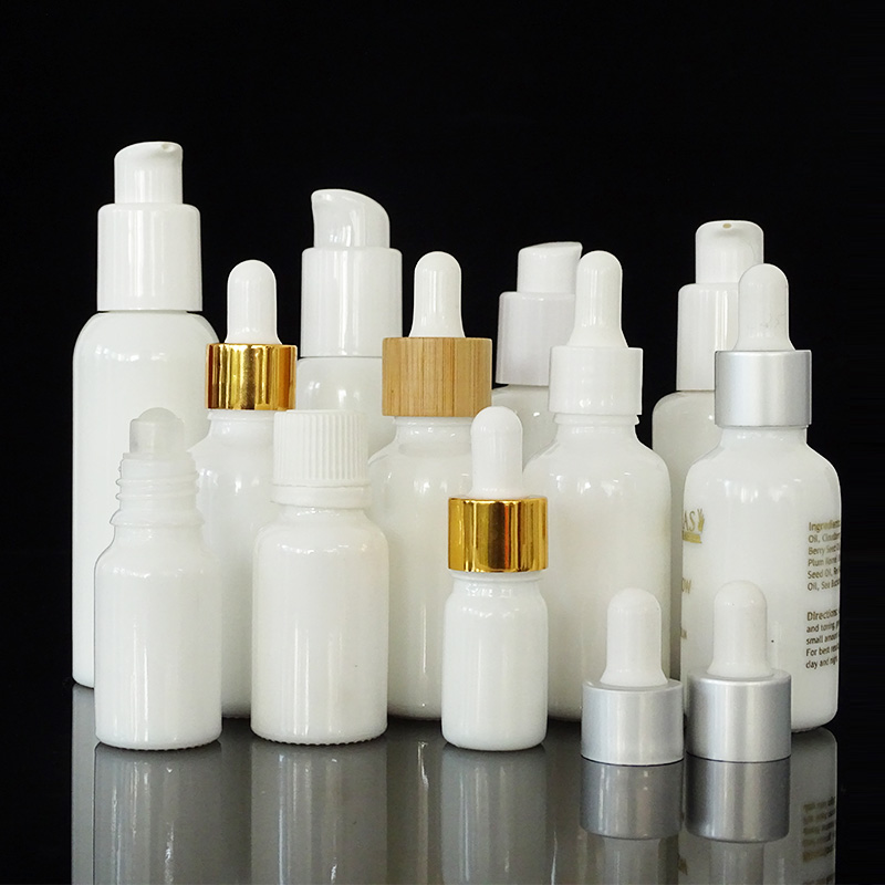 Wholesale Cosmetic 50ml 100ml White ceramic Facial Lotion Hand Cream Packaging glass Bottle for Skincare