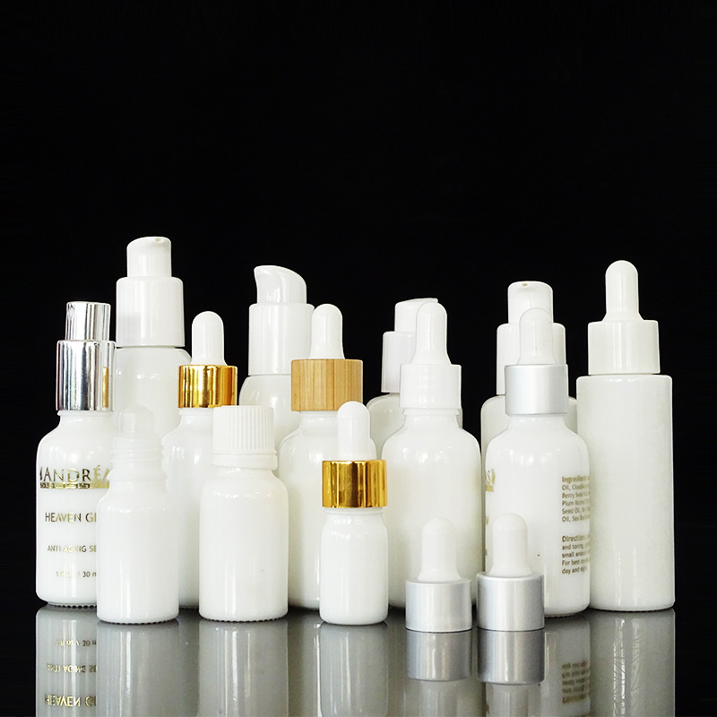 Wholesale Cosmetic 50ml 100ml White ceramic Facial Lotion Hand Cream Packaging glass Bottle for Skincare