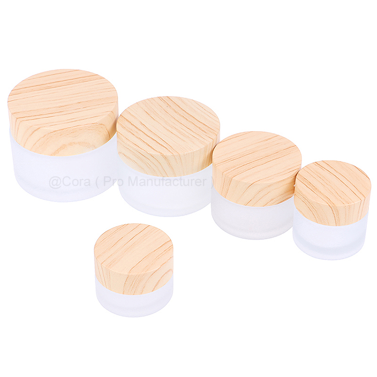 Wholesale Cosmetic Bottle Glass Cream Lotion Bamboo Jar Scrub Containers