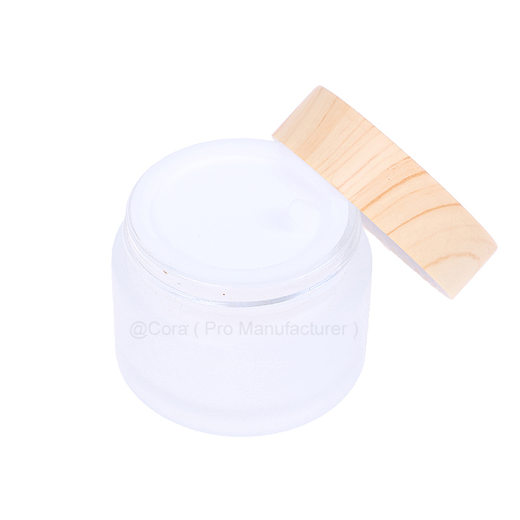 Wholesale Cosmetic Bottle Glass Cream Lotion Bamboo Jar Scrub Containers