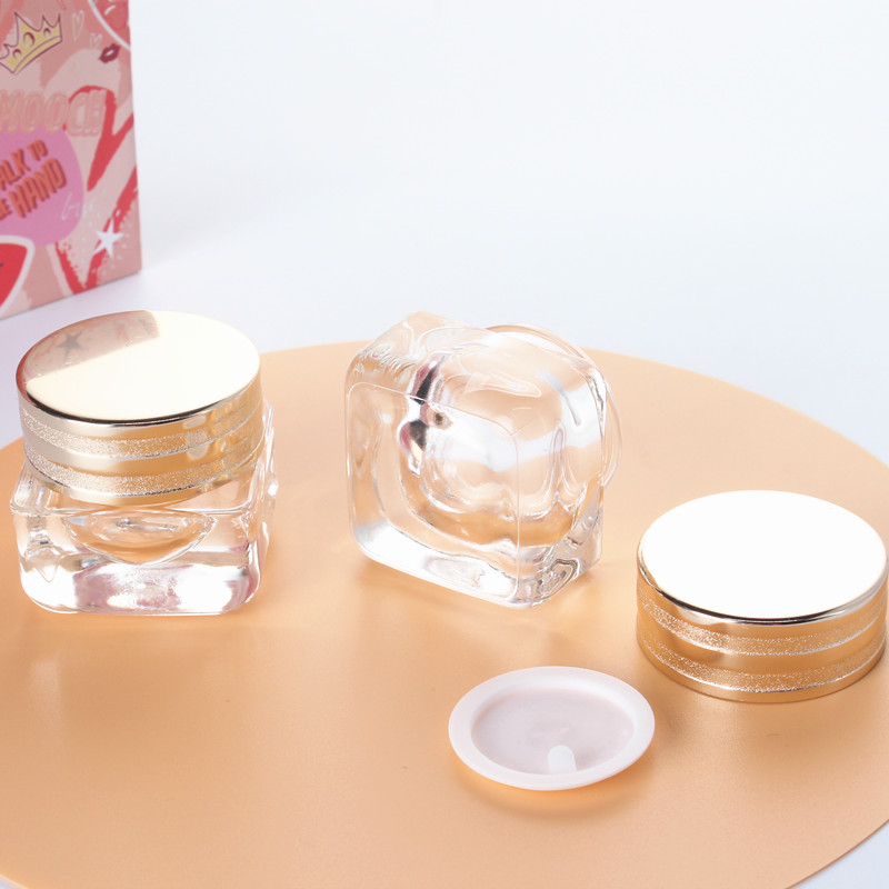 Wholesale Cosmetic Container Round Mouth Luxury Lid Customized Face Cream Sealable Fancy Double Wall Glass Jars
