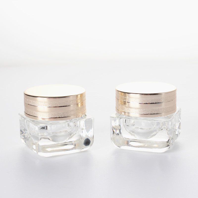 Wholesale Cosmetic Container Round Mouth Luxury Lid Customized Face Cream Sealable Fancy Double Wall Glass Jars