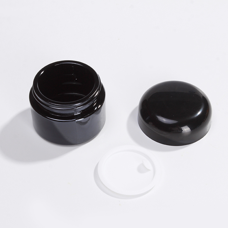 Wholesale Cosmetic Cream Jars Matte Black Glass Jar With White Insert And Black Lid
