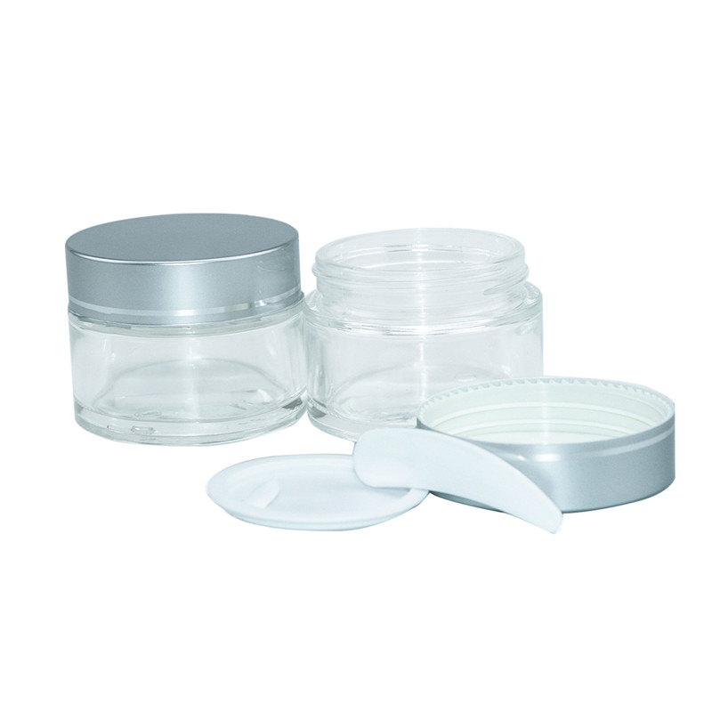 Wholesale  Cosmetic Makeup Glass Cream Jar With Sliver Lid