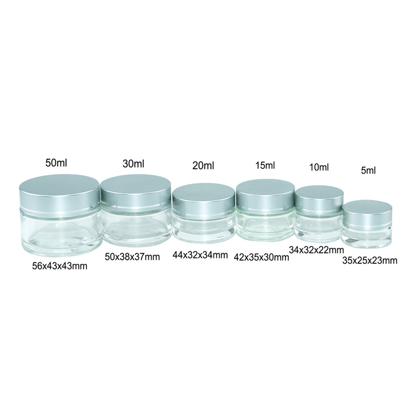 Wholesale Cosmetic Makeup Glass Cream Jar With Sliver Lid