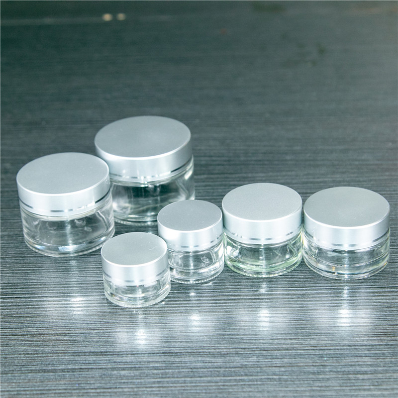 Wholesale Cosmetic Makeup Glass Cream Jar With Sliver Lid