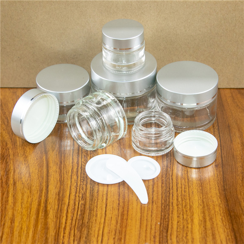 Wholesale Cosmetic Makeup Glass Cream Jar With Sliver Lid