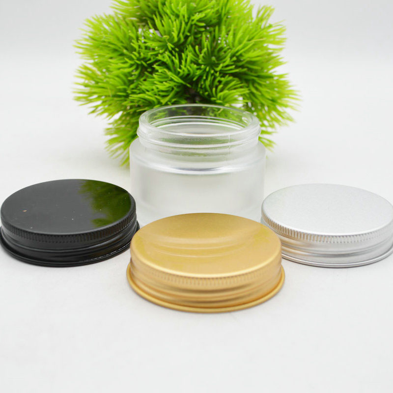 Wholesale Cosmetic Packaging 50ml Small Glass Cream Jar with aluminium cap