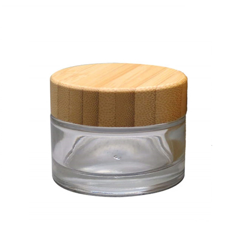 Wholesale Cosmetic Packaging 50ml Small PP Bamboo Cream Jar with bamboo cap