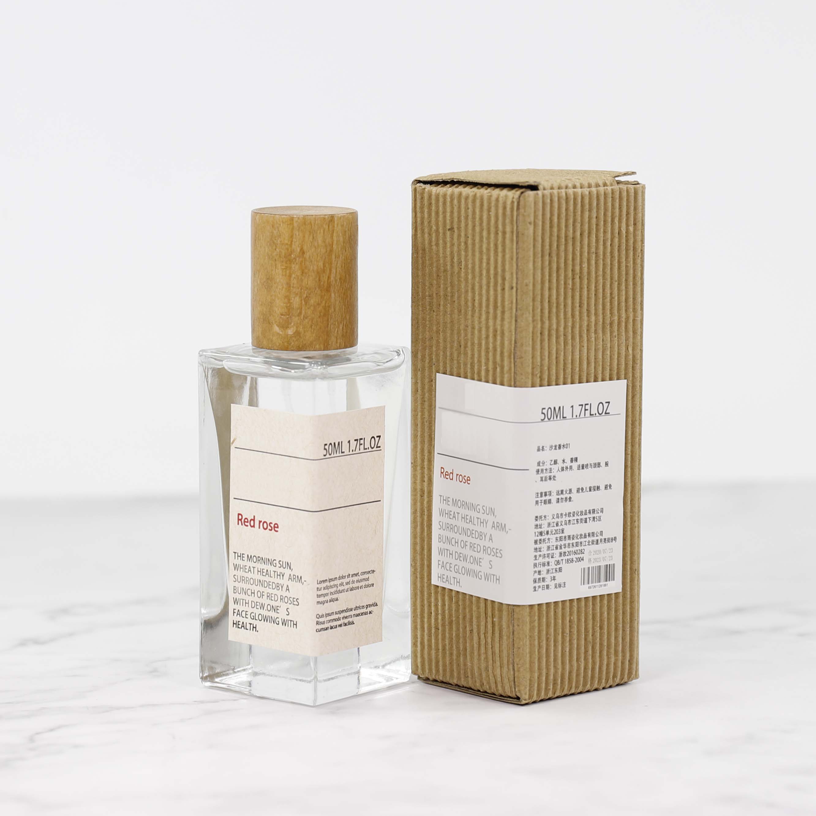 Wholesale Cosmetic Packaging 50ml Spray Glass Perfume Bottle With Bamboo Cover