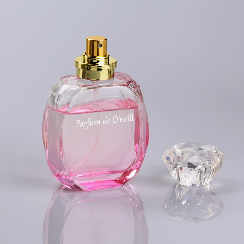 Wholesale Cosmetic Packaging Gradual Coating Pink Color Unique Perfume Empty Glass Bottle 50ml
