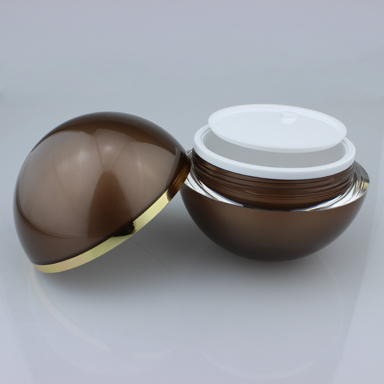 Wholesale Cosmetic Packaging Jar 5g 10g 30g 50g, Brown Shimmery Acrylic Ball Jar 100g