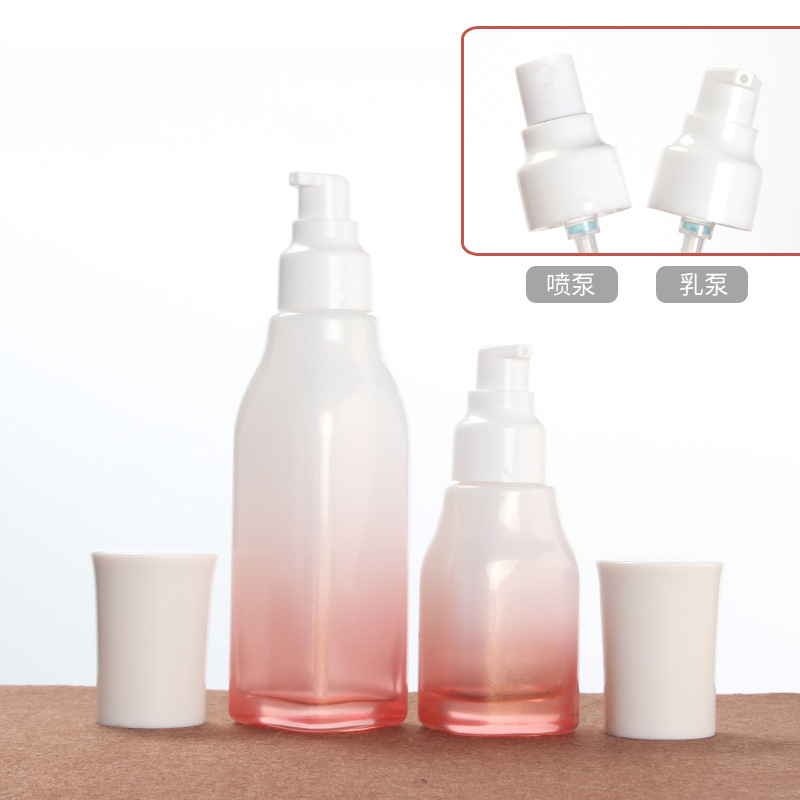 Wholesale Cosmetic Packaging Skincare Inner Bottling Bottle Gradient Lotion Glass Spray Pump Bottle 40ml 100ml 120ml