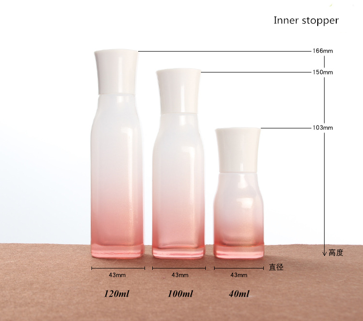 Wholesale Cosmetic Packaging Skincare Inner Bottling Bottle Gradient Lotion Glass Spray Pump Bottle 40ml 100ml 120ml