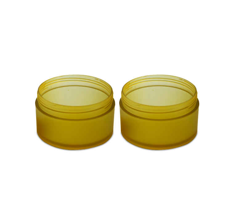 Wholesale Cosmetic Packaging Wide Mouth Yellow Body Scrub Butter Facial-pack Wooden Screw Cap Top Plastic Jar 200g
