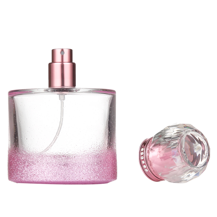 Wholesale Cosmetic Pink Cylindrical Empty Refillable Glass Perfume Bottle 100ml