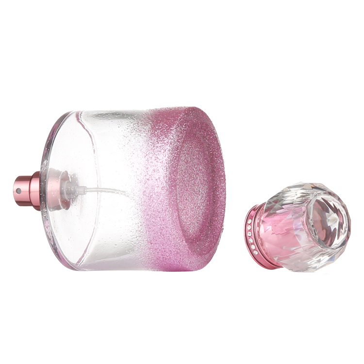 Wholesale Cosmetic Pink Cylindrical Empty Refillable Glass Perfume Bottle 100ml