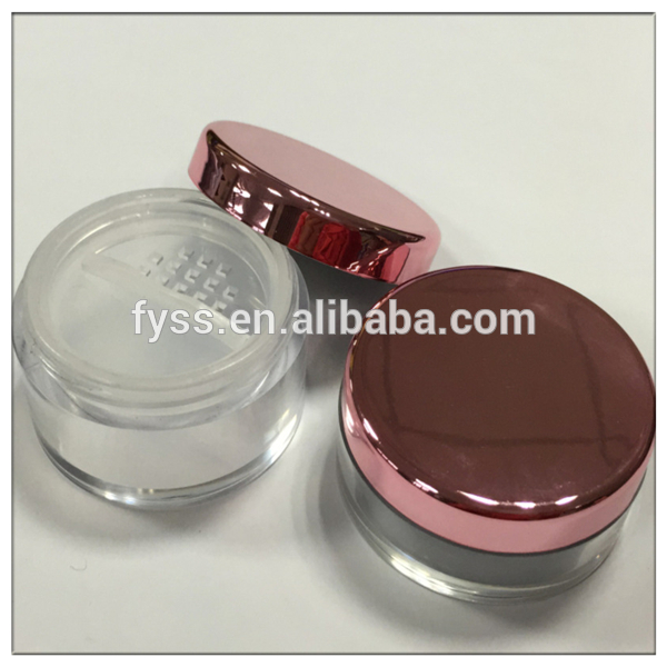 Wholesale Cosmetic makeup round loose powder jar with rotating sifter