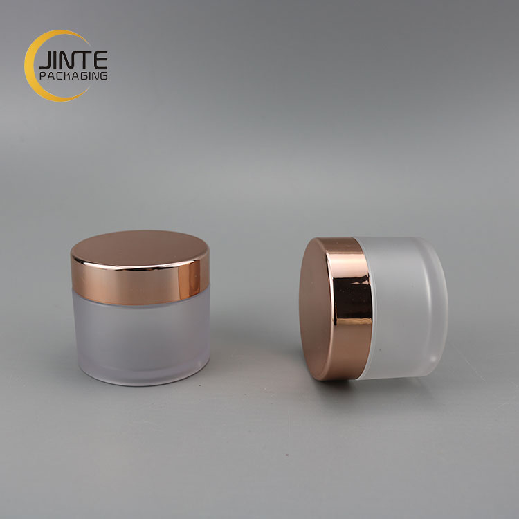 Wholesale Cosmetics Lip Scrub Packaging 5ml-250ml Luxury PETG Plastic Cream Frosted Jar With Shiny Rose Gold Cap