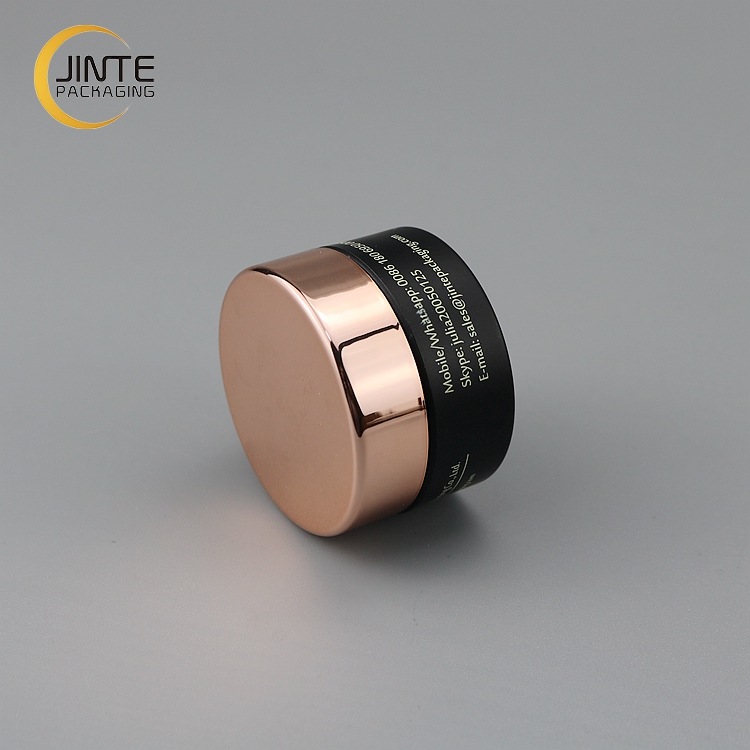 Wholesale Cosmetics Packaging Matt Black PETG Plastic Jar With Rose Gold Lid For Body Cream/Scrub/Hair 7oz